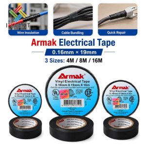 (Fast Delivery)Armak Vinyl Electrical Tape 1.9CM*4M/8M/16M Black Electrical Tape Insulation Tape