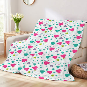 Beast Kingdom | Multicolor Confetti Hearts Sofa Specific Soft Flannel Blanket Universal Plush Gift Blanket For All Seasons