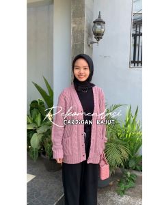 Ilona - Cable Cardy Cardigan Wanita Rajut Tebal 5 GET Premium Oversize Jumbo Import Korean Style