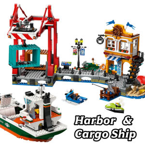 Third Party Compatible 60422 City Series Building Blocks Ship Terminal Port Cargo Harbor Crane Childrens Toys Assembling Gift