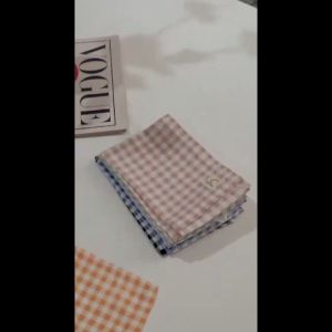 Cotton Napkin Motif Gingham Kotak Medium/Alas Piring Kain Katun Jepang/Serbet Lap Dapur Aesthetic/Alas Foto Makanan dan Minuman
