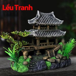 Mô Hình Mini Nhà Tranh Cổ Trang Trang Trí Bể Cá Nhiều Mẫu Lựa Chọn Chất Liệu Nhựa Resin Giả Đá Siêu Bền