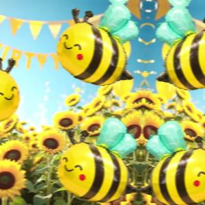 3pcs Cute Bee Balloon Set for Party Scene Arrangement -AluminumFilm Balloons with Animal Design