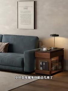 DONGMU | Adjustable Antique Style Side Cabinet Solid Wood and Rock Panel