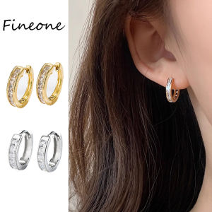 Silver Simple Circle Earrings With Shiny Zircon Earrings And Fashionable Earrings