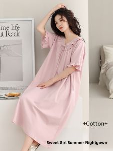miiow | Princess Style Pure Cotton Lightweight Short Sleeve Sleep Dress Cat Woman Home Clothes Summer New Arrival MiiOW Brand