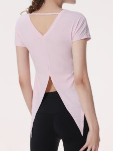 เสื้อยืดโยคะแขนสั้นหลวมๆ ระบายอากาศได้ดีสำหรับผู้หญิง ทรงหลวม ทรงสวมใส่สบาย ดีไซน์สวมใส่สบาย ฤดูร้อน 2025