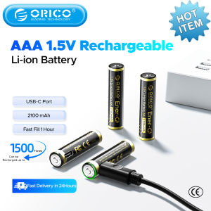 ORICO Type C แบตเตอรี่ชาร์จเร็วและชาร์จเร็วป้ายอัจฉริยะแบตเตอรี่ลิเธียมไอออน1.5โวลต์แบตเตอรี่ลิเธียมแบบชาร์จไฟได้