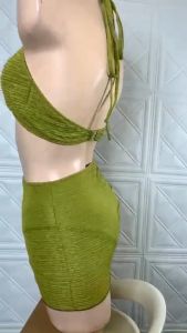 Bikini đồ bơi nữ đi biển set 3 chi tiết áo ngực kèm mút mỏng quần chip kèm chân váy dây rút chất liệu thun lạnh BINSPORTS BHV224