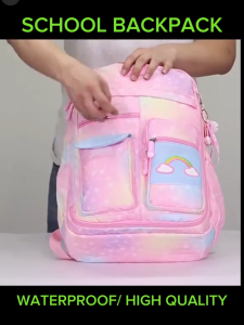 Kids Girls Rainbow Schoolbags Side Door Cute Backpack Large Multi-pocket Primary School Bag for Kids