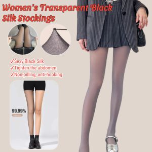 Transparent Black Stockings Thin Snagging Resistant Fleshcolor Pantynose Womens Seamless Black Silk Stockings
