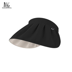 LouisWill Women Sun Cap Sun Visor Hat Foldable Empty Top Hat UPF50+ Sun Hats Portable Beach Cap Large Brim Cap Sun Protection Cap UV Protection Hats With Windproof Rope for Outdoor Travel