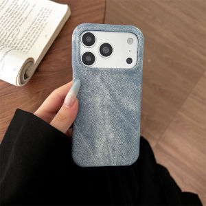 Retro Leather Frameless Denim Glitter Bumper Phone Case for IPhone 17 Air 16 15 14 13 12 Pro Max Shockproof Protective Cover