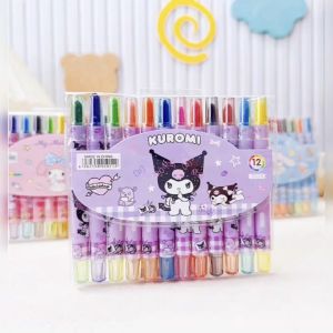 【HOORAY】12 Colors Rotating Crayon Sanrio Twistable Crayon Student Drawing Colored Pencils Colorful Kids Drawing Supplies #BK0230#