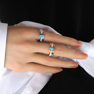 Blue Natural Tanzanite Ring New 2024 Vanishing Color Thin Index Finger Accessory Original Design Fashion Jewelry Titanium Steel