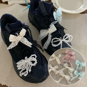 Korean Lace Bowknot Charm Shoe Buckle Pearl Bow Shoe Flower Shoelaces Decoration Bag Pendant Keychain Accessories Lace Bow For Shoes Shoelace Bow Elastic Laces For Shoes Boots Lace - Lazada
