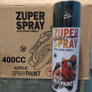 Pilox Pilok Cat Semprot Zuper Spray Paint Dull Black Hitam Doff Dop 4 400cc Acrylic Ukuran Besar 400 cc Quick Drying Formula /Cepat Kering