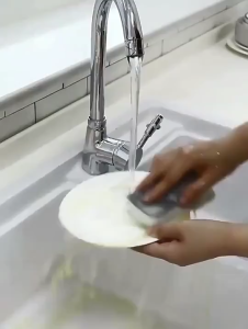 Hodeso 5pcs Sponge for Dishwashing 3-Layer Kitchen Cleaning Sponge with Scouring Pad Scrubber