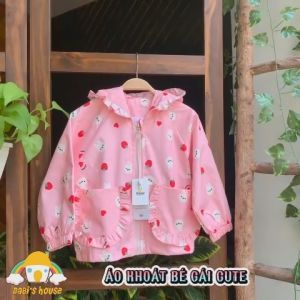 Áo khoác gió trẻ em 2 lớp có nón phối màu chất liệu dù cotton thiết kế chống nắng mưa nhẹ cho bé đi học áo viền bèo