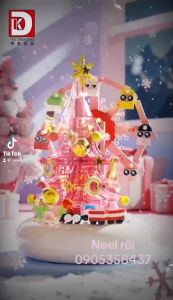 Bộ lắp ráp hộp nhạc cây thông noel đu quay quà tặng giáng sinh
