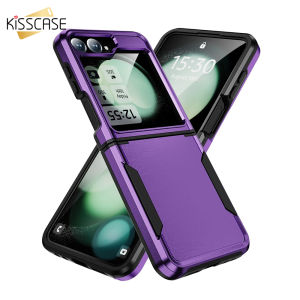 KISSCASE Plating Armor Contrast Colors Folding Phone Case For Samsung Galaxy Z Flip 6 5 5G Ultra Thin Slim Full Protection Hard PC Anti-fall Shockproof Back Cover For Galaxy Z Flip 6 5
