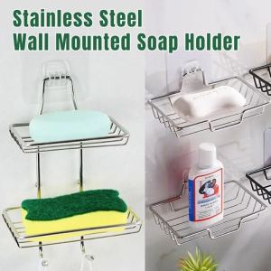 High Quality Soap Rack Wall Mounted Soap Holder Stainless Steel Soap Sponge Dish Bathroom Accessories Soap Dishes