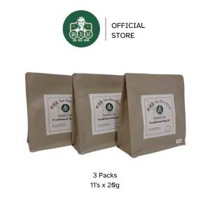 Sin Bee King Hainan Kopi-O Classic Roast Ground Coffee Beans No sugar added Multipack (3 packs x 11 Sachets x 20g)