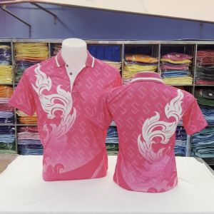 เสื้อโปโลผ้ากีฬา ลายขอ1 สีชมพู (ผ้านุ่มลื่นๆ ใส่สบายไม่ร้อน ยับยาก) - สินค้าขายดี🔥
