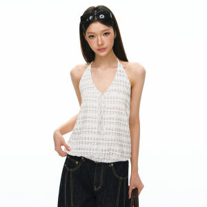 Ariseism | Retro Plaid Halter Top Slim Fit