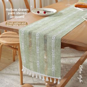 DIHUANTUO | Nordic Style Home TV Cabinet Decoration Cover Scarf Tea Table Long Tassels Cotton-like Table Banner