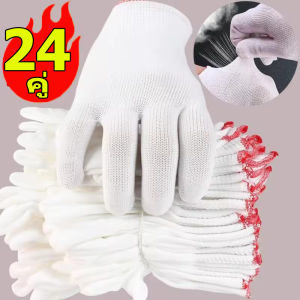 12/24 คู่ ถุงมือทำงานแบบบางทนทานต่อการสึกหรอ / ถุงมือกันลื่นสำหรับขี่จักรยานยนต์และเล่นกีฬา / ถุงมือระบายอากาศแบบสัมผัสหน้าจอกันลื่น ถุงมือไนลอน