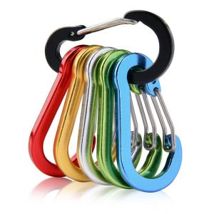 SJJL 5pcs Camping Climbing Aluminum Alloy Outdoor Backpack Fishing Hook Snap Clip Lock Buckle Keychain