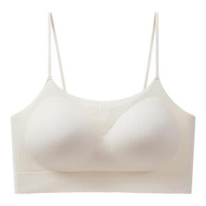 Miiow | Cat Woman Underwear Womens Thin Strap Gathered Chest Tank Top Style Inner Wear Bra Fashionable Seamless Summer Thin Gathered Chest Bra