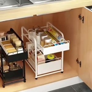 Genuine Smart Multifunctional 2-Tier Sliding Drawer Shelf for Kitchen and Bathroom Desk