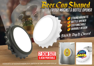 FMP Beer Cap Shape Magnetic Bottle Opener White/Black Customizable Bottle Opener
