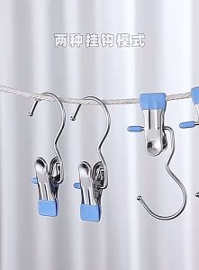 Stainless Steel Laundry Hooks Clip Multi-functional Single Clothing Hanger Holder