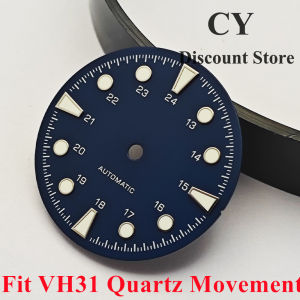 RICHUS 28.6mm Black Blue White Watch Dial Green Luminous Fit  VH31 Quartz Movement Watch Spare Repair Parts