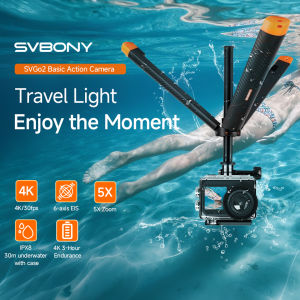 Svbony SVGo2 Action Camera 4K/30fps IPX8 waterproof for diving surfing and perfect for casual sports and daily vlog