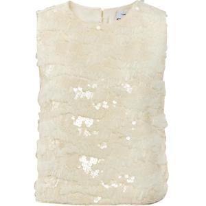 TAMMY TANGS | Sugar Power Orange Glitter Fish Scale Top Womens Short Sleeveless Summer Shirt Head Over Heels Shopping Mall Same Style