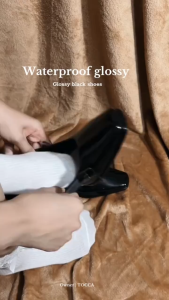 SHUTA Korean Style Black Rubber Mary Jane Shoes Women Fashion Comfortable Wear Resistant Waterproof Non-Slip School Office Daily Footwear