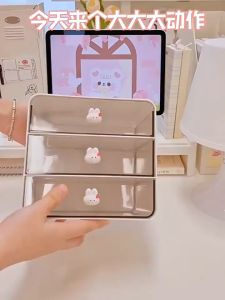 เครื่องสำอาง ลิ้นชักประเภทแต่งหน้า กล่องเก็บเดสก์ หอพักนักเรียน ตะกร้า 3 ประเภท