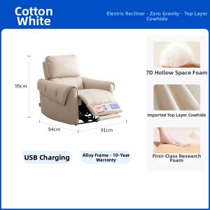 Zero Gravity White Moonlight Single Seat Electric Recliner