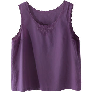 XEXZ | XEXZ Womens Summer New Pure Cotton Embroidered Nightgown Set With Strap Long Pants Home Comfortable Sleepwear Casual Style