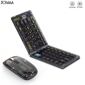 Jomaa Transparent Foldable Wireless Keyboard Bluetooth Keyboard with Mouse Folding Travel Keyboard for Smartphone Computer