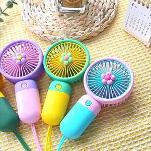 Kipas Angin Mini Genggam Bentuk Bunga Rechargeable USB Kipas Angin Mini Cute Karakter Portable Cute Mini Handheld Fan