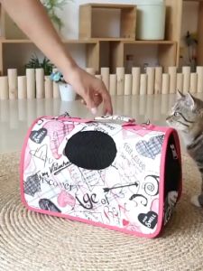TRENY Pet Carrier Sling Bag Cat Cage Travel Foldable Waterproof Beg Sangkar Kucing 宠物背包单肩包
