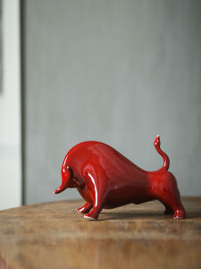 Jingdezhen Ceramic Chinese Zodiac Cow Decoration Fortune Bringing and Home-Exorcising Living Room Office Desk Surface Panel Decorative Crafts Housewarming Gift