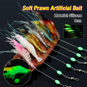 MaxPlus 1PCS Soft Prawn Shrimp Swivel Wobbler Hook Luminous Silicon Soft Artificial Bait With Hooks
