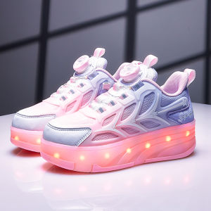 KUOBURENSHENG | Light Up Skating Shoes For Girls Rotatable Buckle