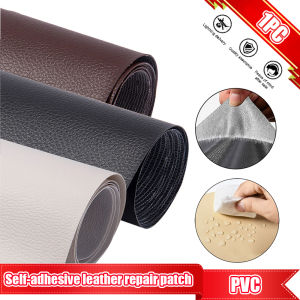 แผ่นหนังมีกาวในตัวสำหรับซ่อมโซฟาเตียงกระเป๋าที่นั่งโต๊ะเฟอร์นิเจอร์สติ๊กเกอร์ติดเก้าอี้แก้ไขหนังเทียม PU ผิว137x200cm